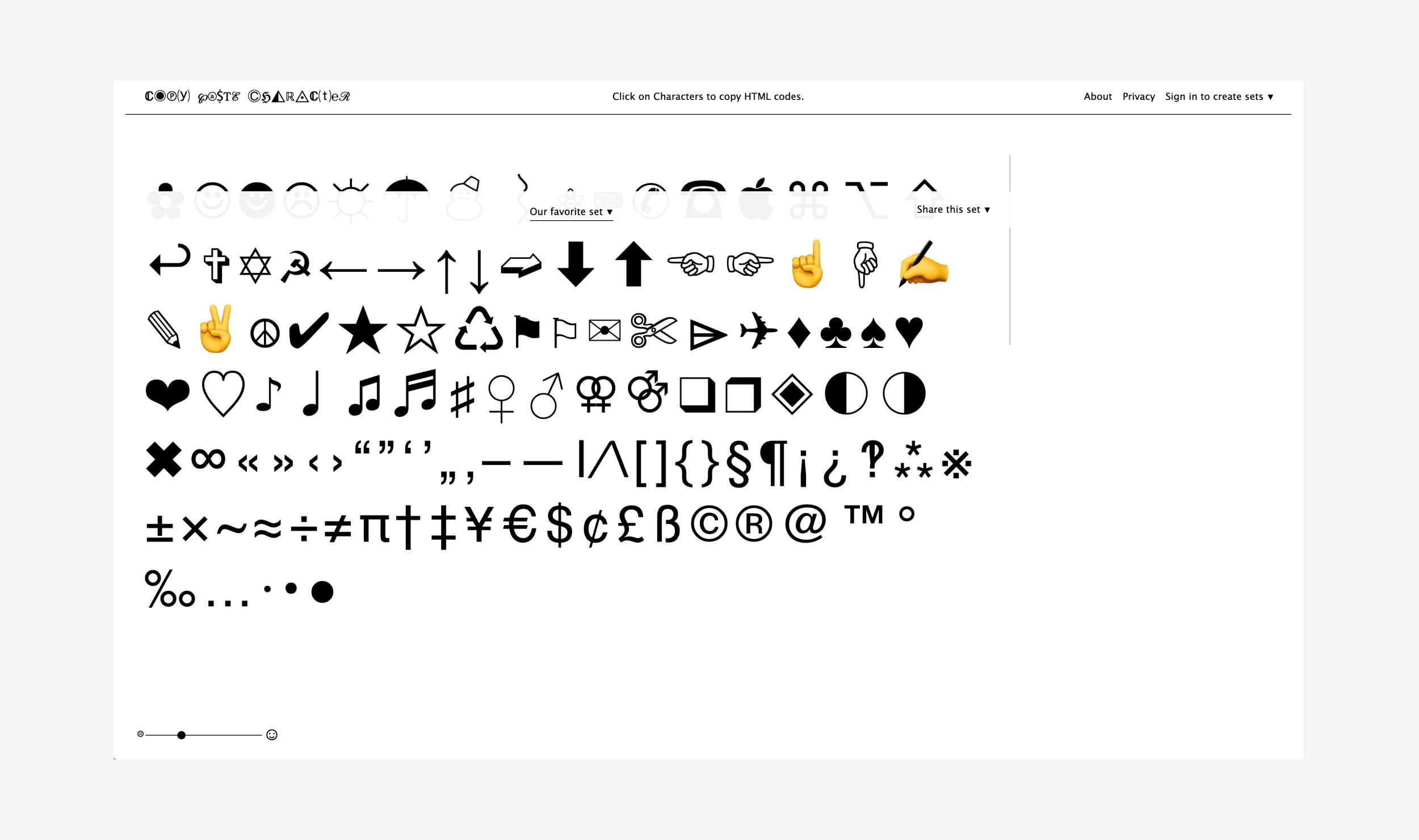 Copy Paste Character