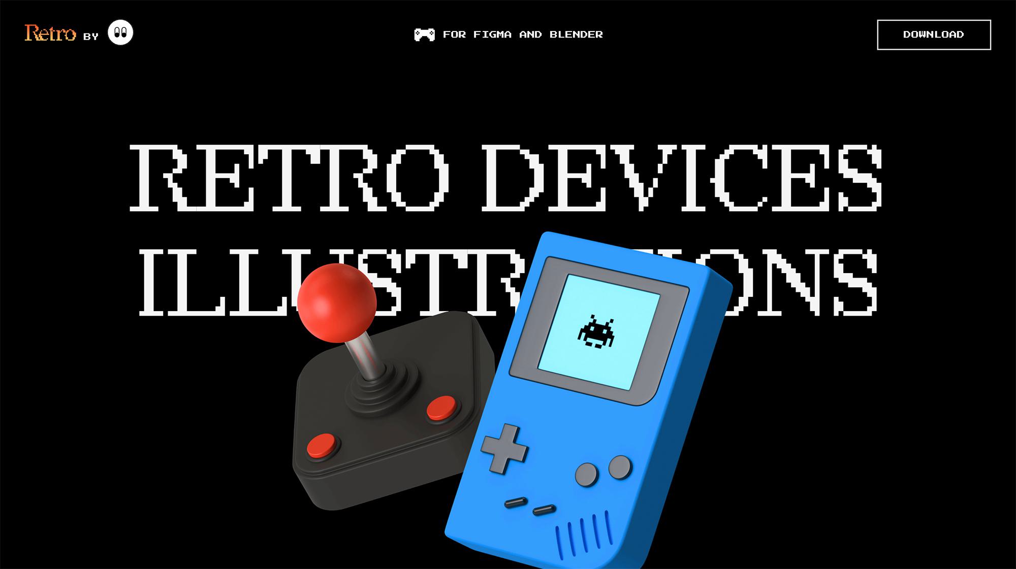 Retro devices 3d illustrations