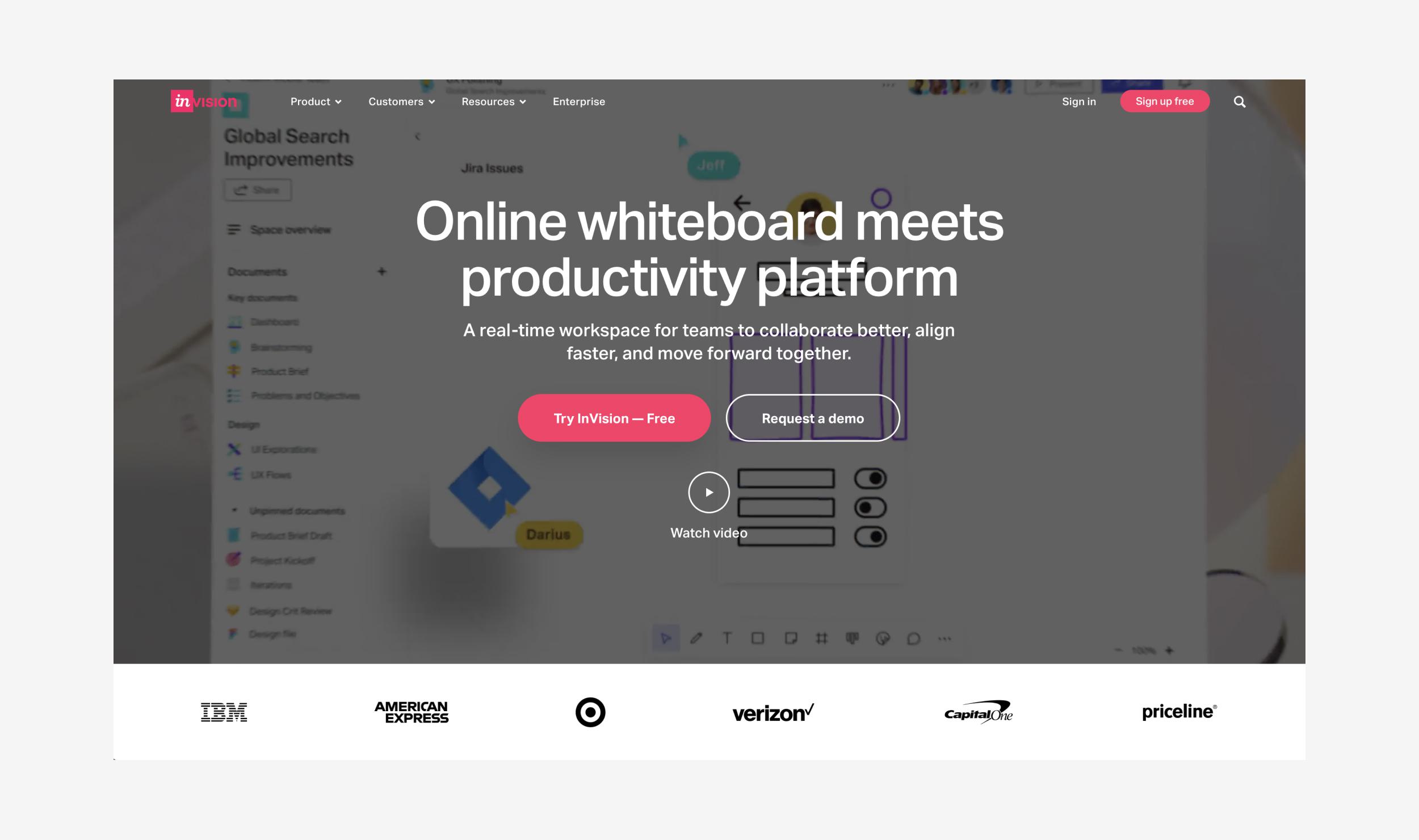 Invision Website Landing Page
