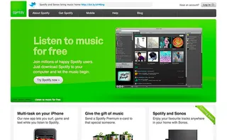 Spotify website before copy