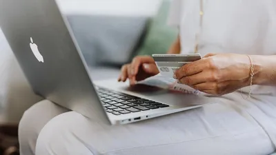 Person buying online with a debit card